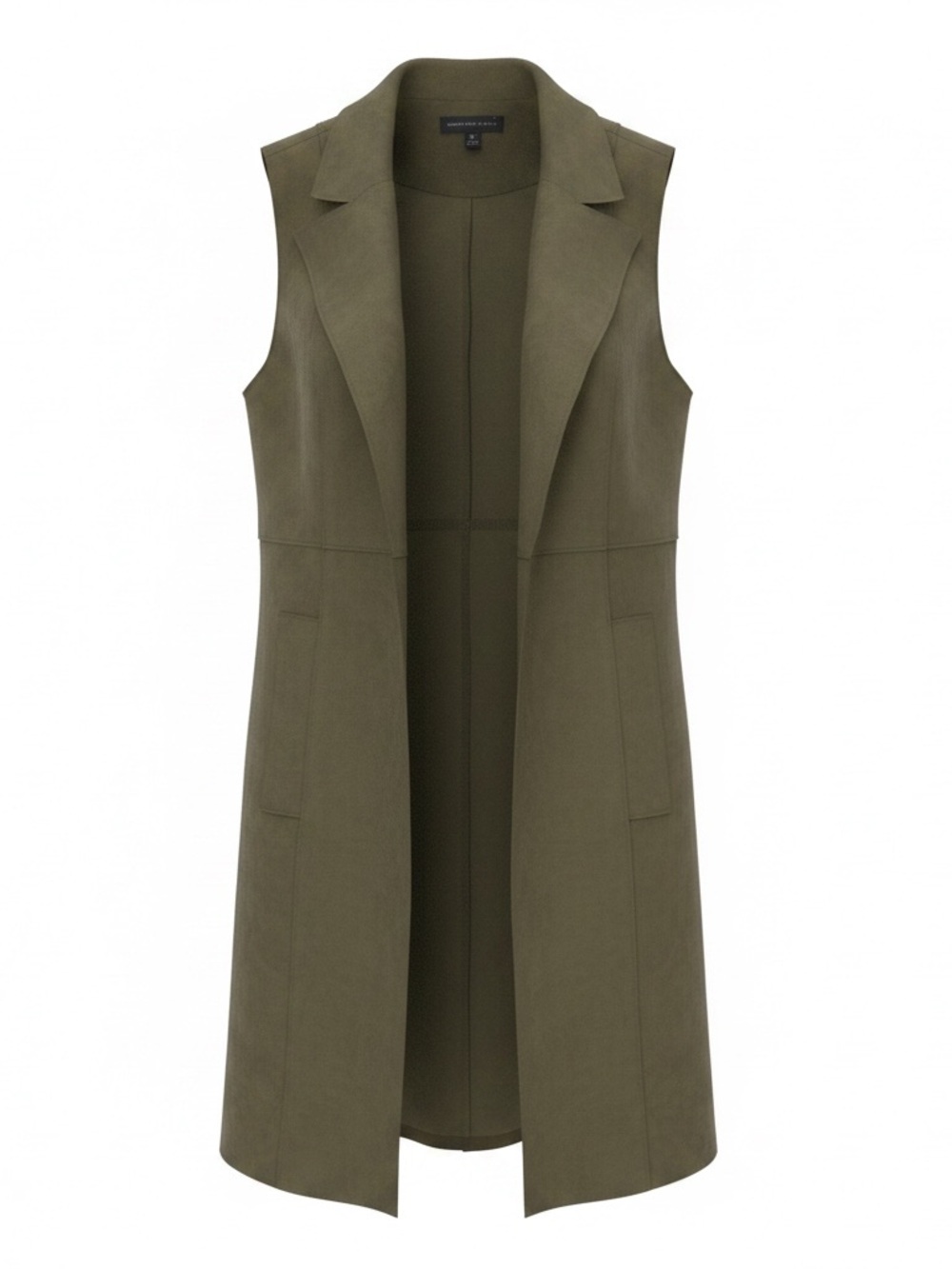 Joan Vass Olive Longline Sleeveless Vest - Picture 3 of 6